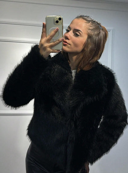 Women's Elegant Solid Color Coat Faux Fur Coat