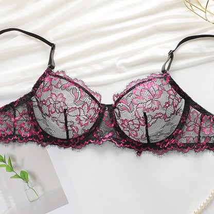 Color Block Gather Comfort Bra&Panty Set