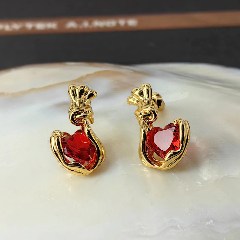 French Flower Zircon Stud Earrings with S925 Posts