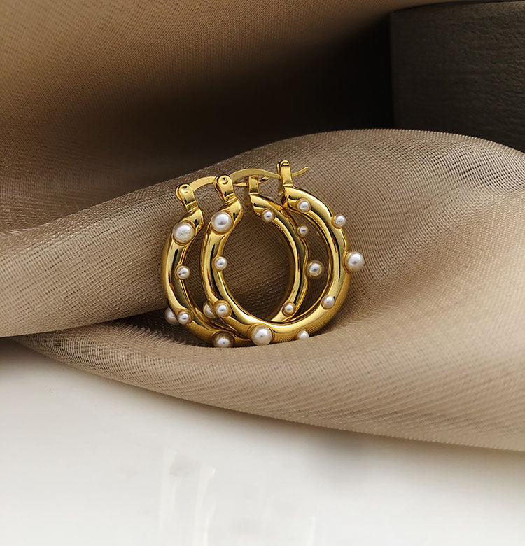 1 Pair Simple Style Geometric Imitation Pearl Copper Earrings