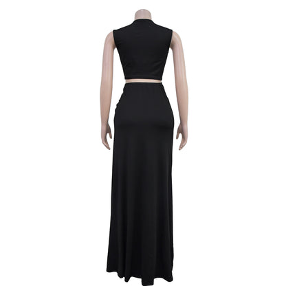 Women's Sheath Dress Elegant Deep V Thigh Slit Sleeveless Solid Color Maxi Long Dress Banquet