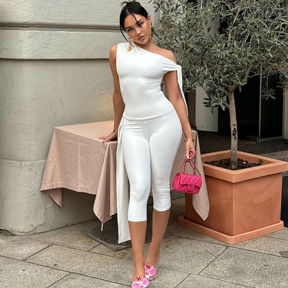 Banquet Daily Women's Casual Elegant Solid Color Spandex Polyester Pants Sets Shorts Sets