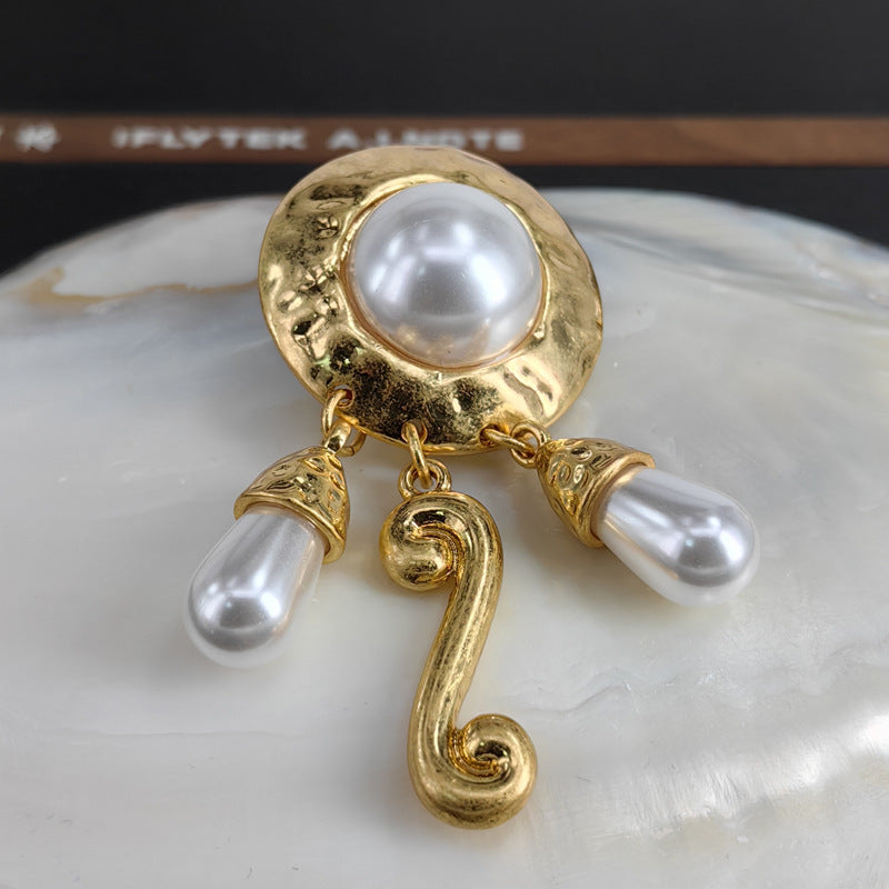 Statement Vintage Pearl Stud Earrings with S925 Posts