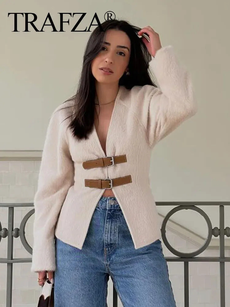 Women's Elegant Solid Color Woolen Coat