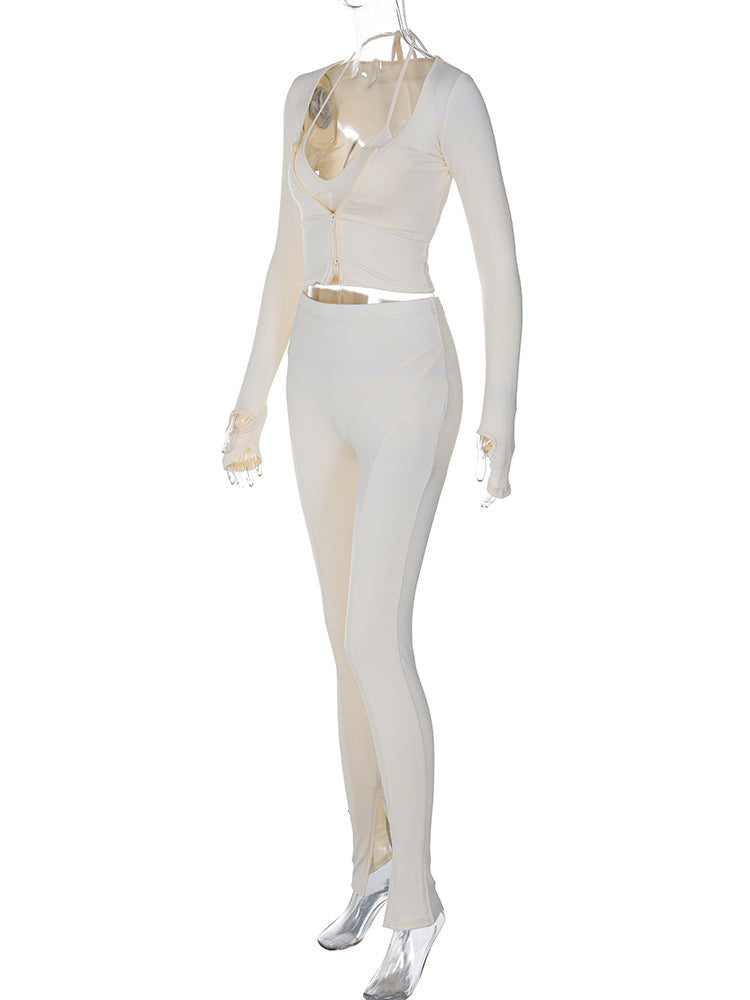 Banquet Daily Women's Elegant Solid Color Spandex Polyester Pants Sets Pants Sets
