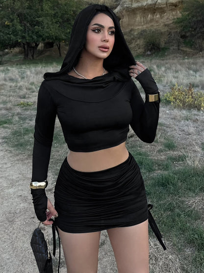 Daily Women's Casual Streetwear Solid Color Spandex Polyester Skirt Sets Skirt Sets