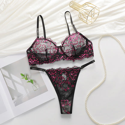 Color Block Gather Comfort Bra&Panty Set
