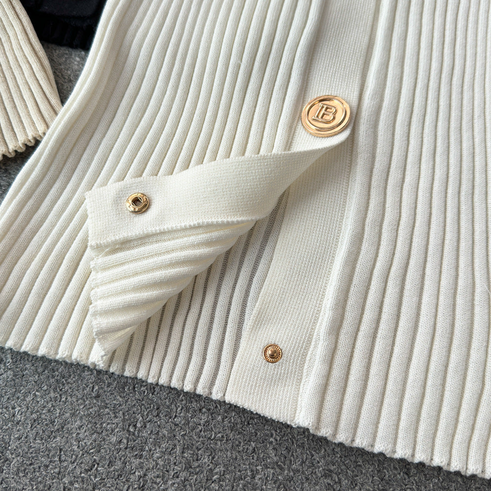 Women's Sweater Sleeveless Sweaters & Cardigans Knitted Elegant Stripe