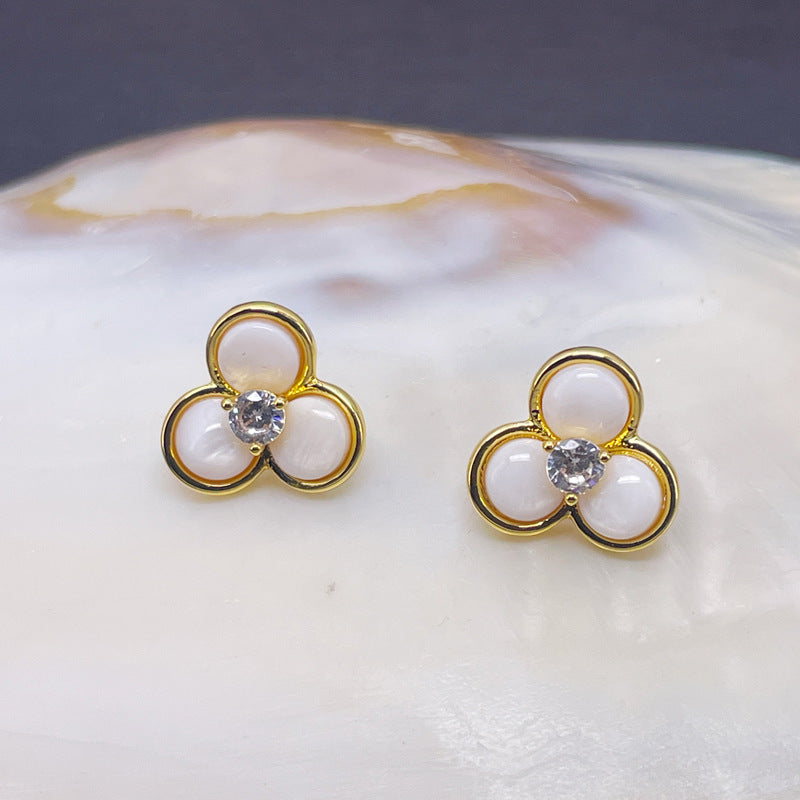 Shell Petal Stud Earrings with S925 Posts