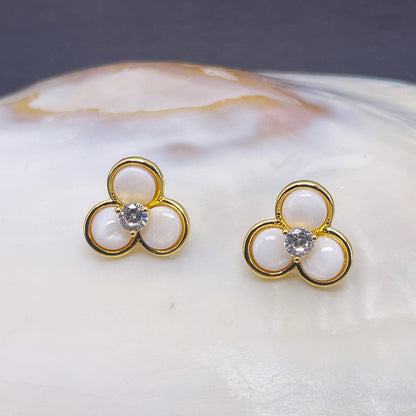 Shell Petal Stud Earrings with S925 Posts
