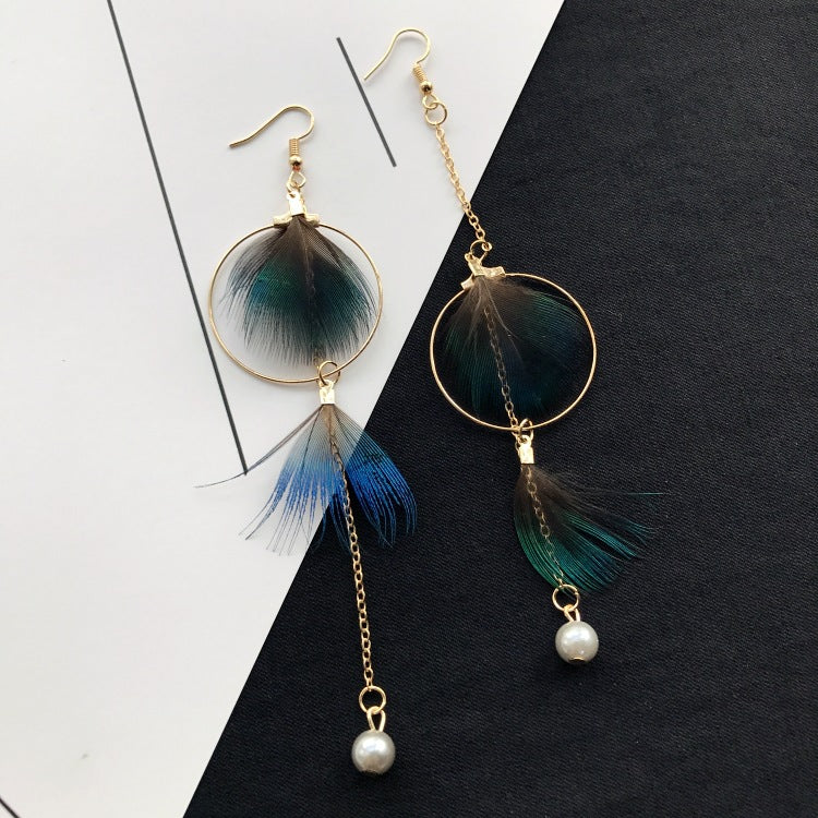 1 Pair Vintage Style Geometric Tassel Alloy Feather Drop Earrings