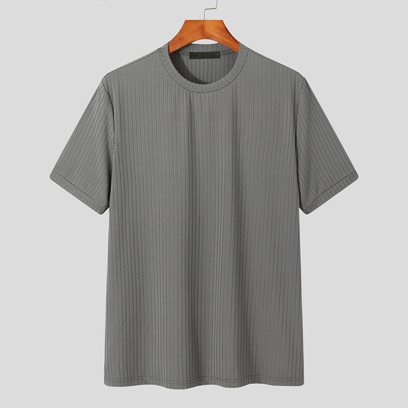 Men's Solid Color Simple Style Round Neck Short Sleeve Loose Men's T-shirt