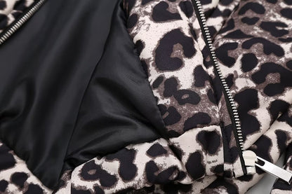 Women's Casual Leopard Zipper Coat