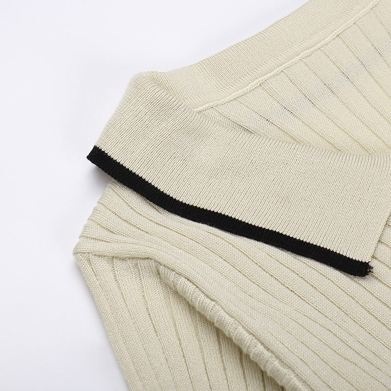 Women's Sheath Dress Elegant Turndown Short Sleeve Stripe Midi Dress Daily