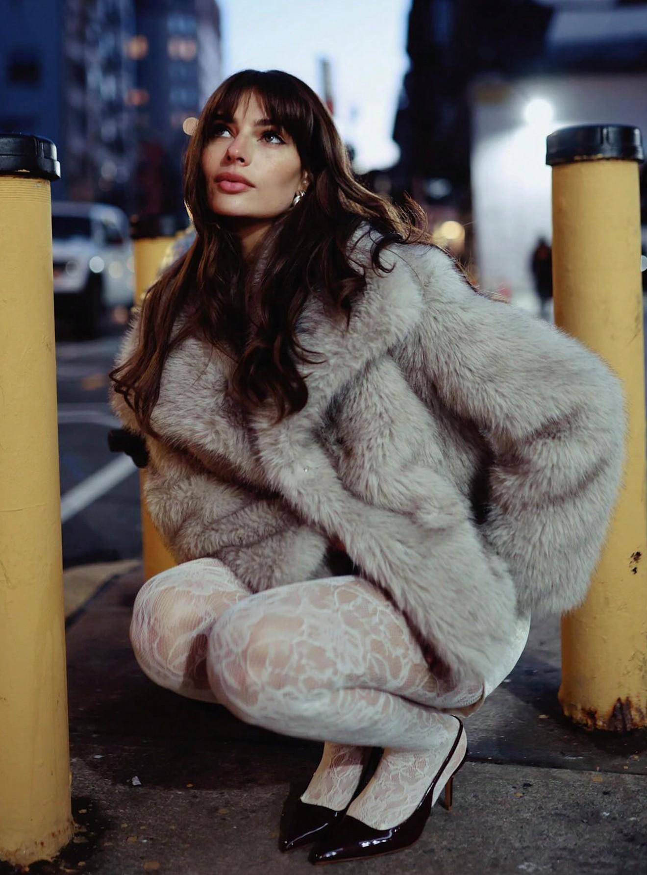 Women's Elegant Solid Color Coat Faux Fur Coat
