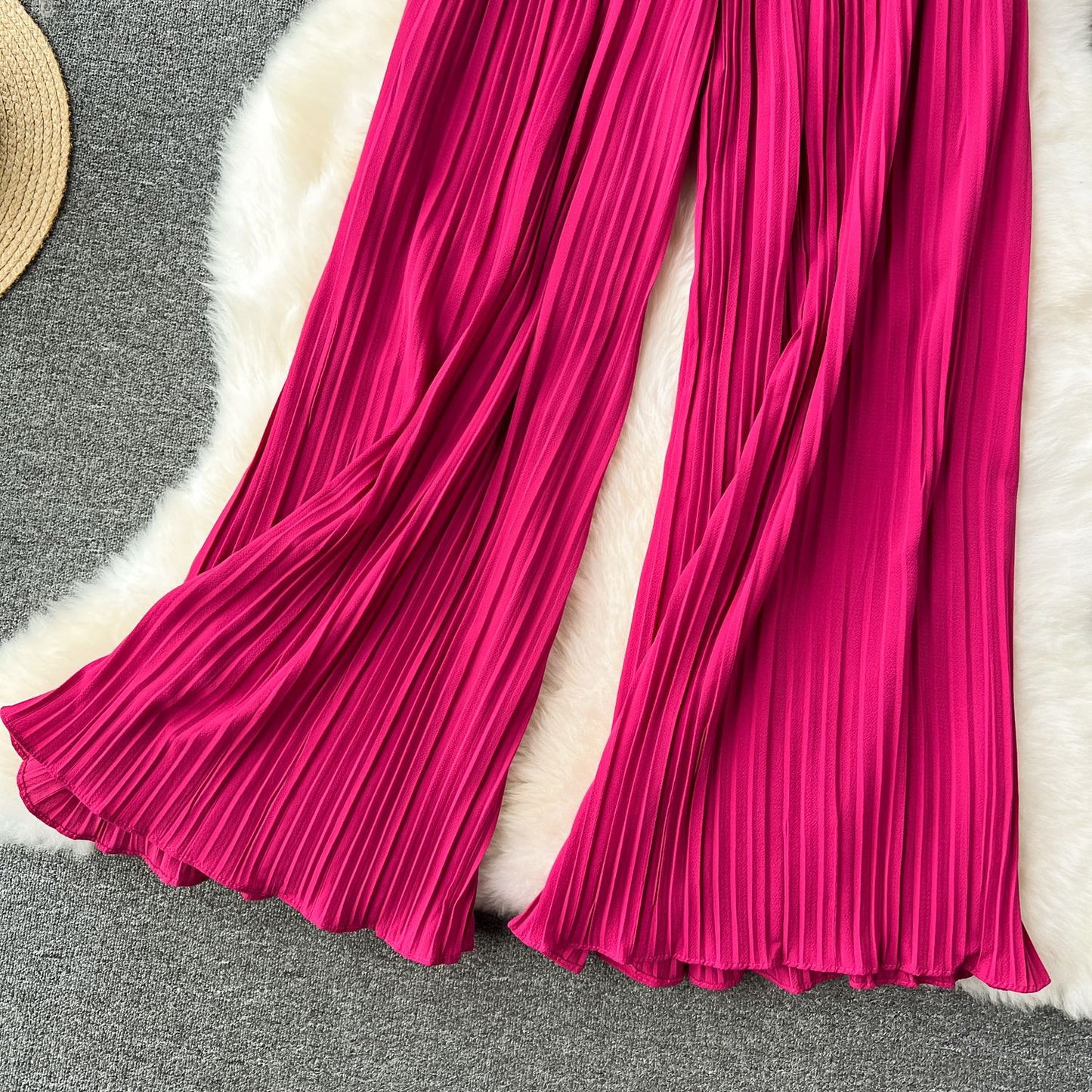 Women's Daily Casual Stripe Full Length Pleated Casual Pants