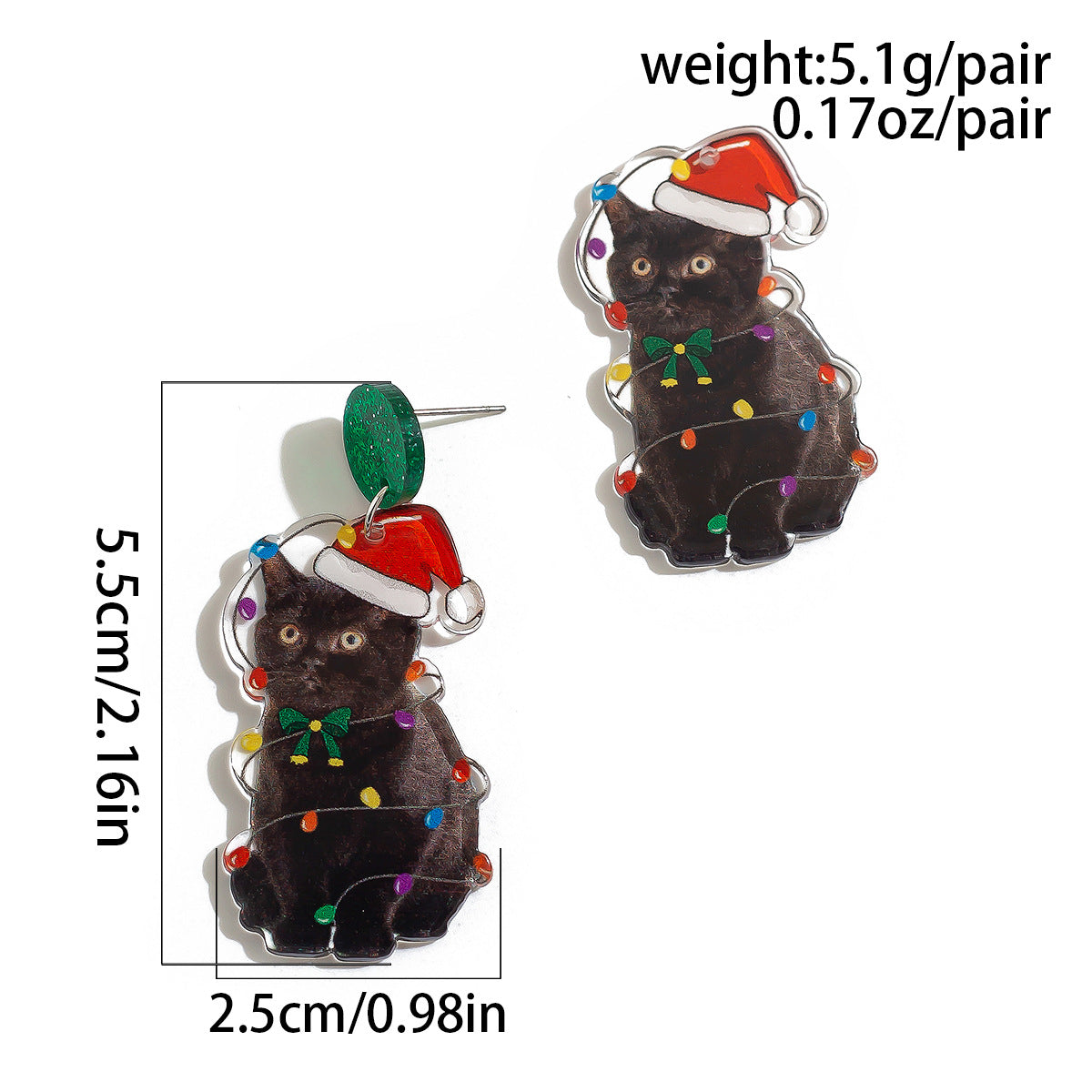 1 Pair Cute Vacation Christmas Hat Christmas Tree Elk Plating Arylic Earrings