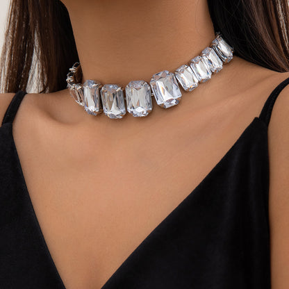 Glam Exaggerated Geometric Water Droplets Rhinestones Rhinestone Iron Tennis Chain Choker