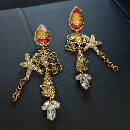 欧美复古中古vintage耳钉珐琅釉彩耳饰水滴耳环925银针女耳饰批发