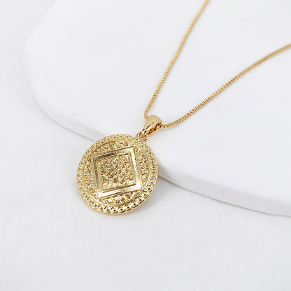 Vintage Compass Coin Pendant Necklace
