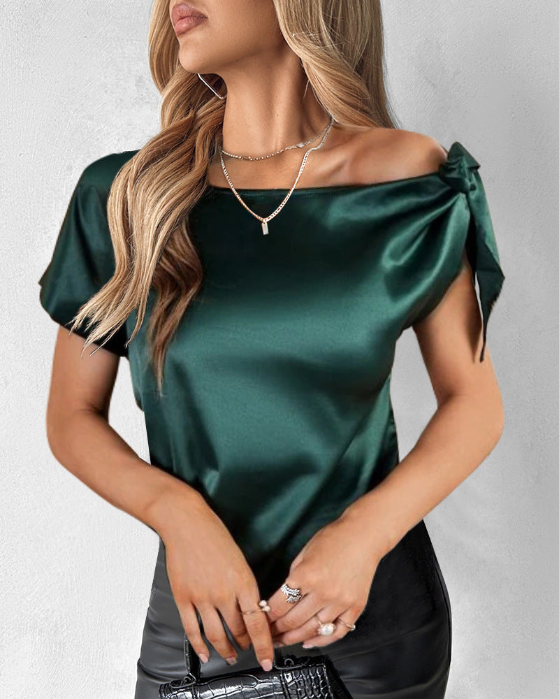 Women's T-shirt Short Sleeve T-Shirts Elegant Solid Color