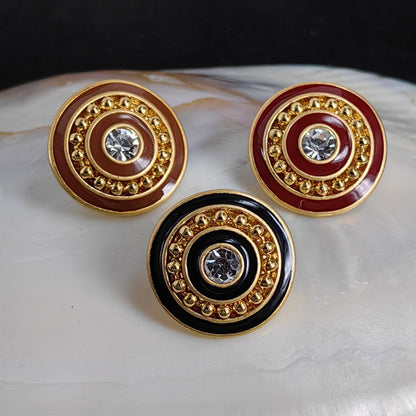 Vintage Enamel Stud Earrings with S925 Posts