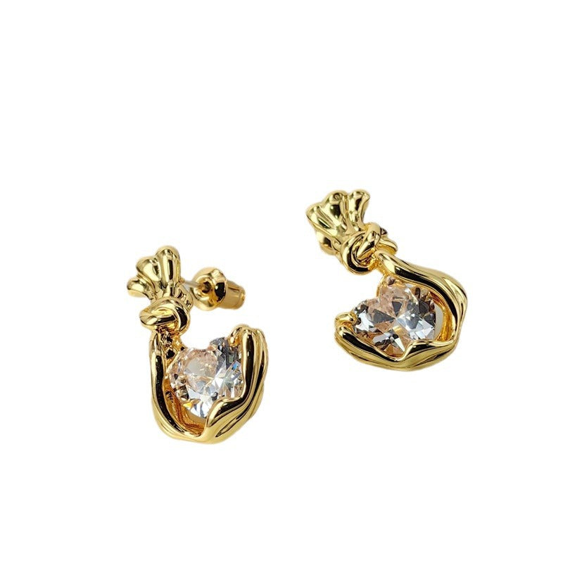 French Flower Zircon Stud Earrings with S925 Posts