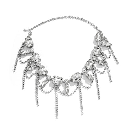 Glam Exaggerated Geometric Water Droplets Rhinestones Rhinestone Iron Tennis Chain Choker