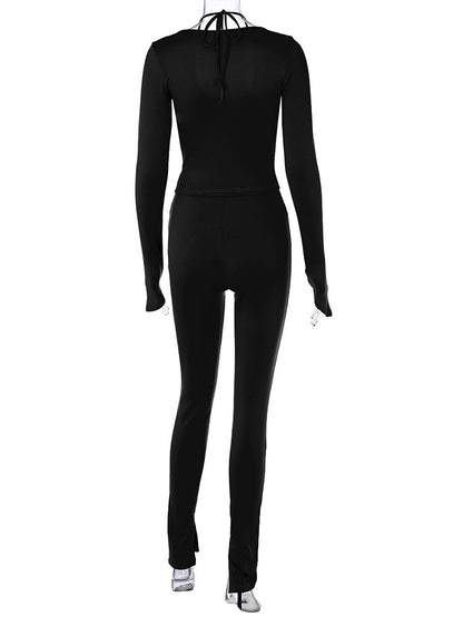 Banquet Daily Women's Elegant Solid Color Spandex Polyester Pants Sets Pants Sets