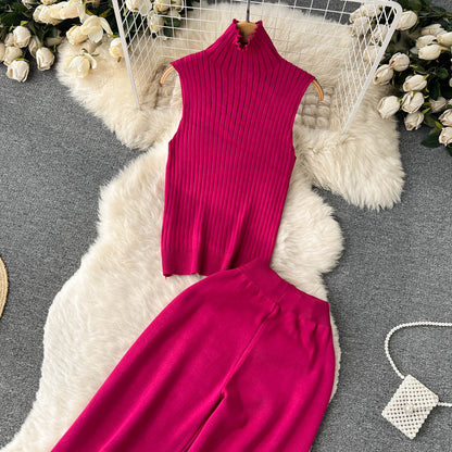 Holiday Women's Vacation Simple Style Solid Color Ice Silk Polyester Pants Sets Pants Sets