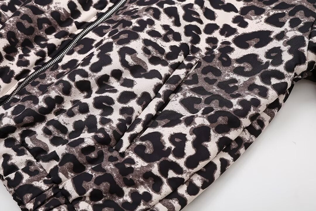 Women's Casual Leopard Zipper Coat