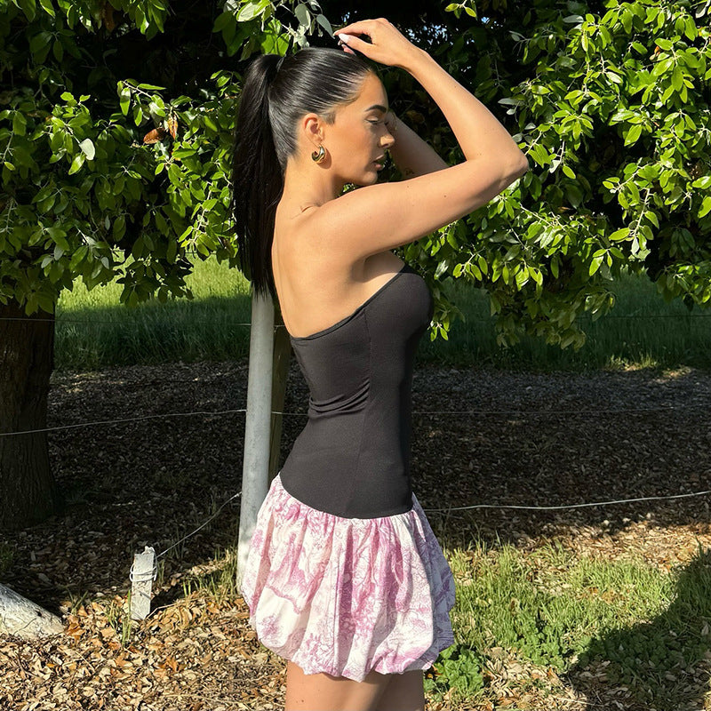Women's Sheath Dress Streetwear Strapless Backless Sleeveless Leopard Above Knee Holiday