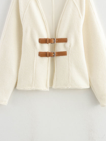 Women's Elegant Solid Color Woolen Coat