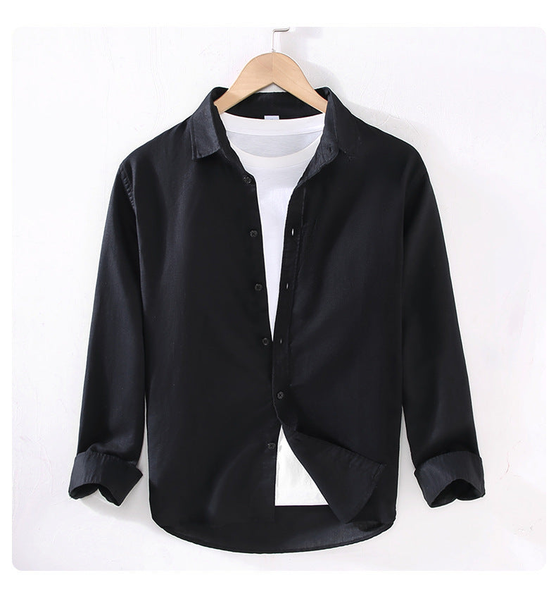 Men's Solid Color Casual Business Shirt Collar Long Sleeve Slim Men's Tops