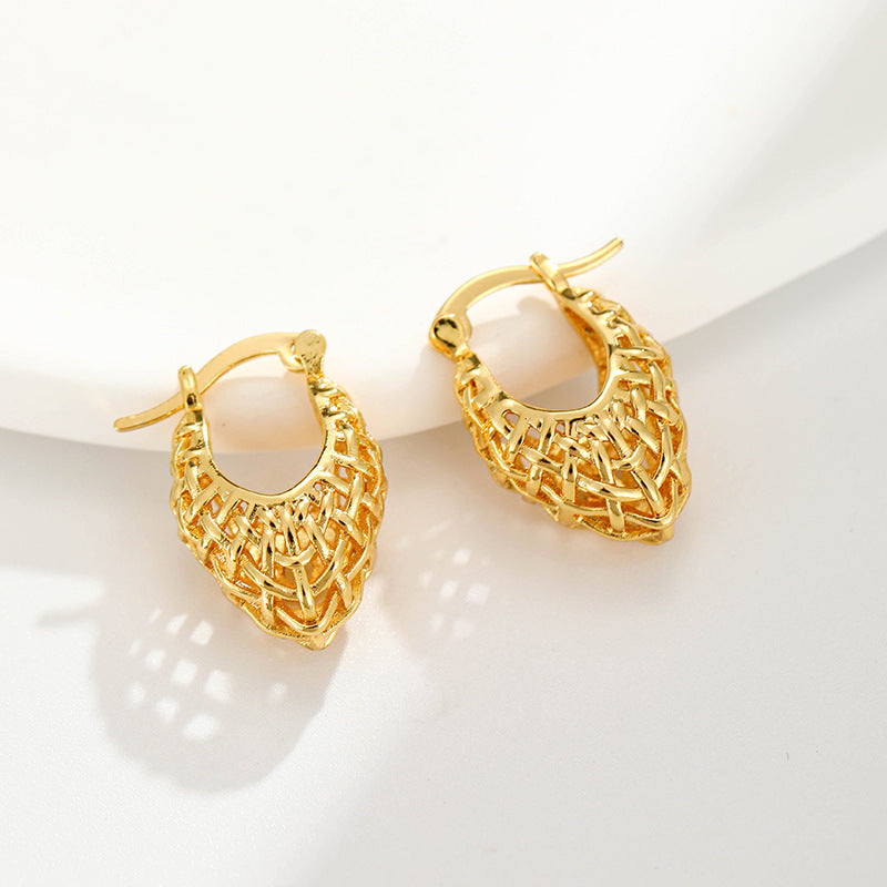 Minimal Vintage Gold Plated Stud Earrings