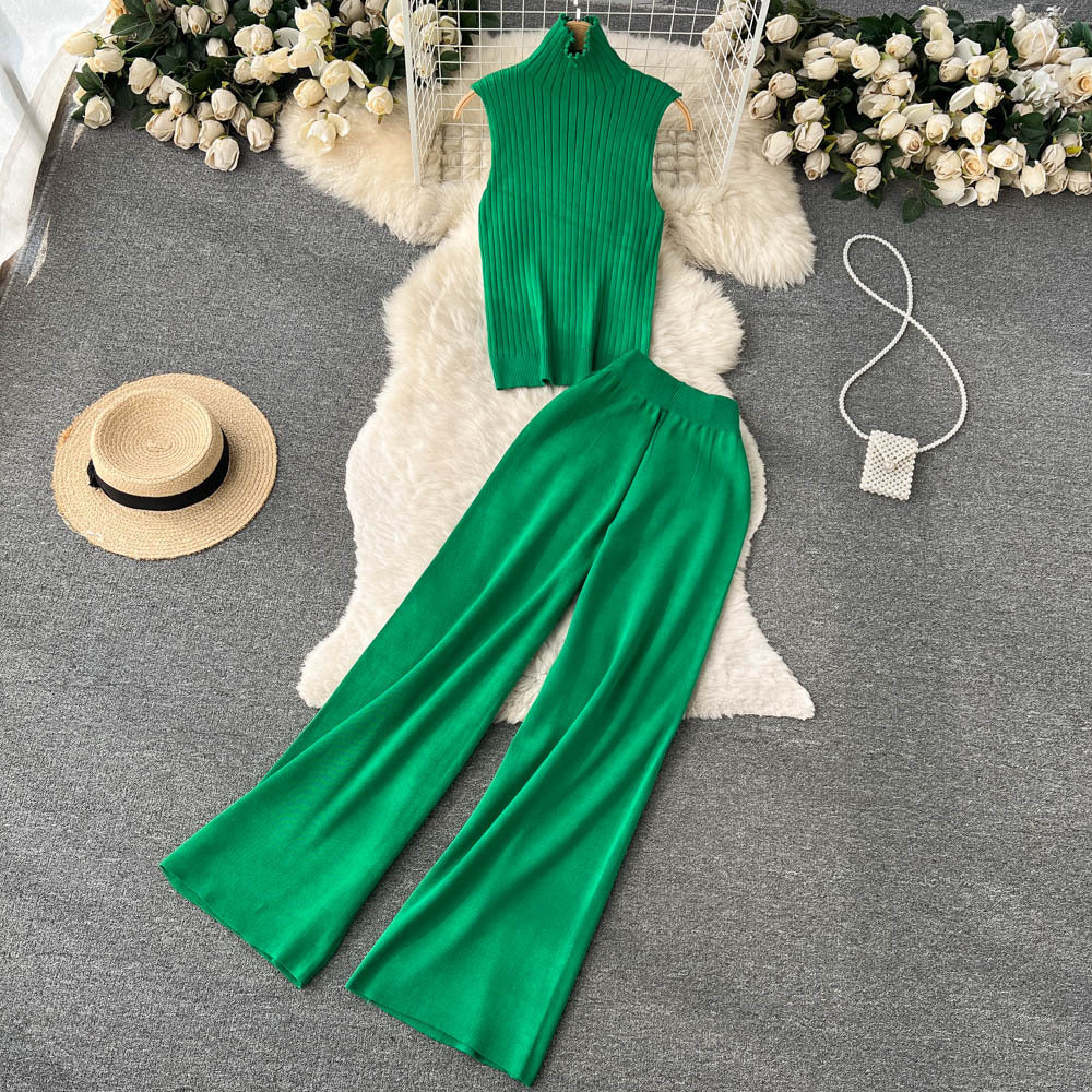 Holiday Women's Vacation Simple Style Solid Color Ice Silk Polyester Pants Sets Pants Sets