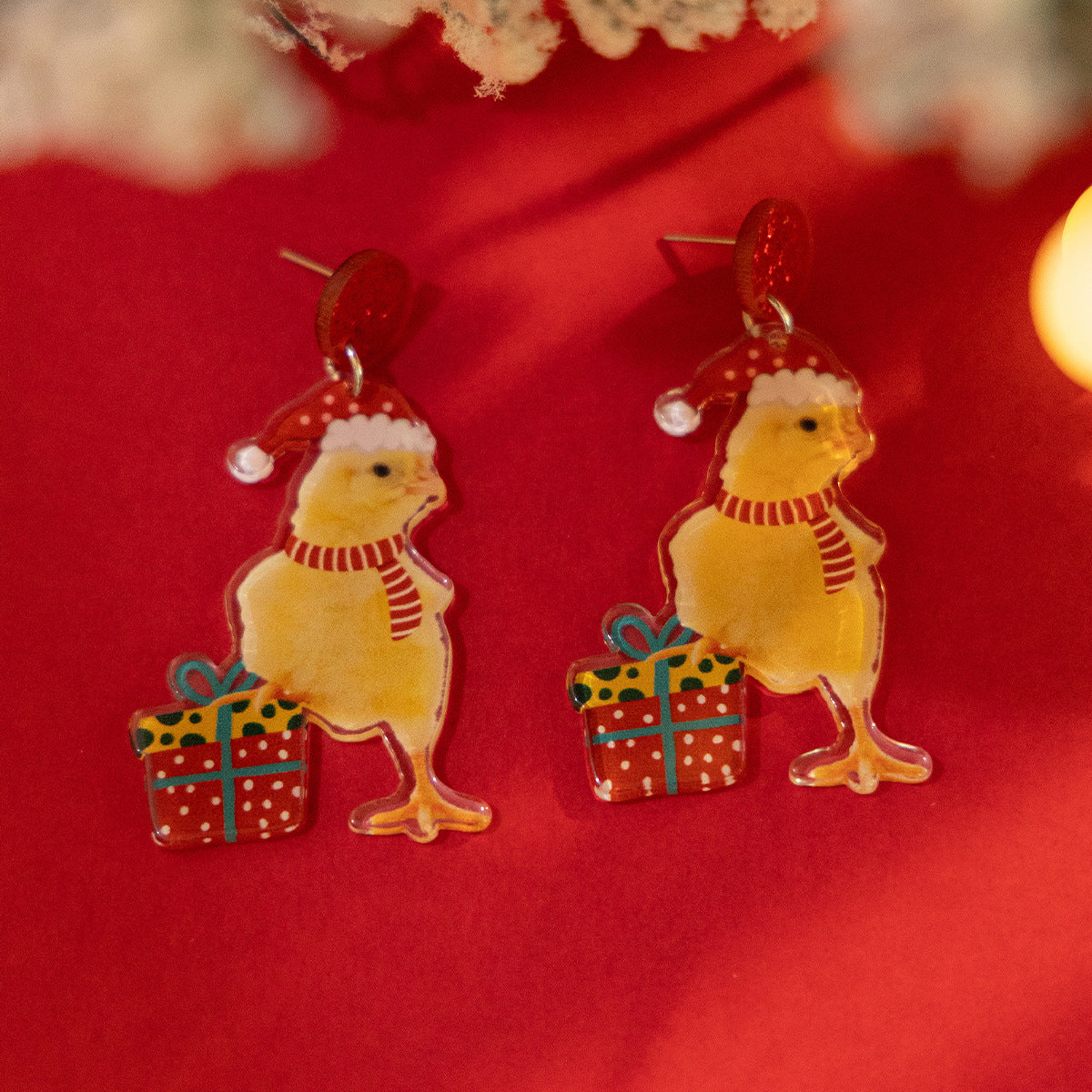 1 Pair Cute Vacation Christmas Hat Christmas Tree Elk Plating Arylic Earrings