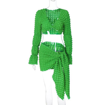 Beach Women's Sexy Solid Color Spandex Polyester Asymmetrical Skirt Sets Skirt Sets