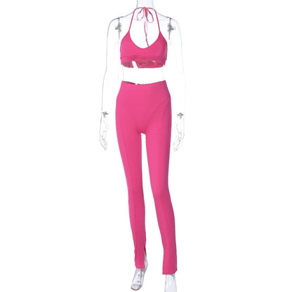 Banquet Daily Women's Elegant Solid Color Spandex Polyester Pants Sets Pants Sets