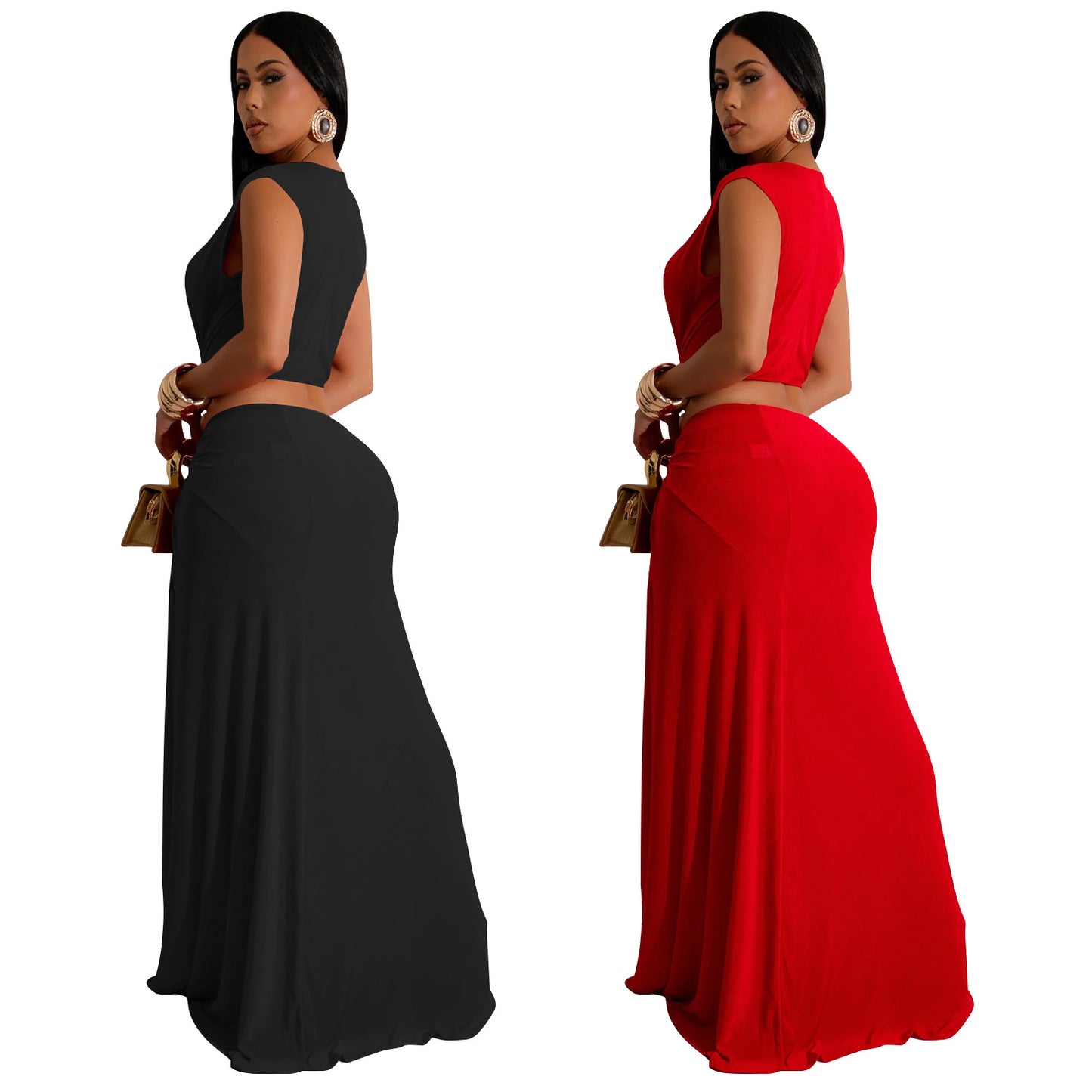 Women's Sheath Dress Elegant Deep V Thigh Slit Sleeveless Solid Color Maxi Long Dress Banquet
