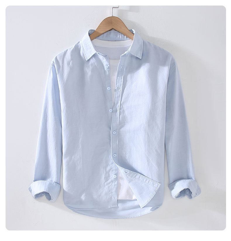 Men's Solid Color Casual Business Shirt Collar Long Sleeve Slim Men's Tops