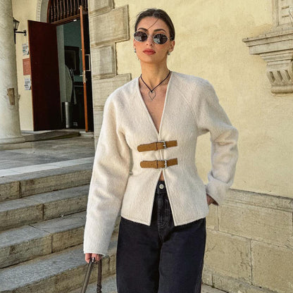 Women's Elegant Solid Color Woolen Coat
