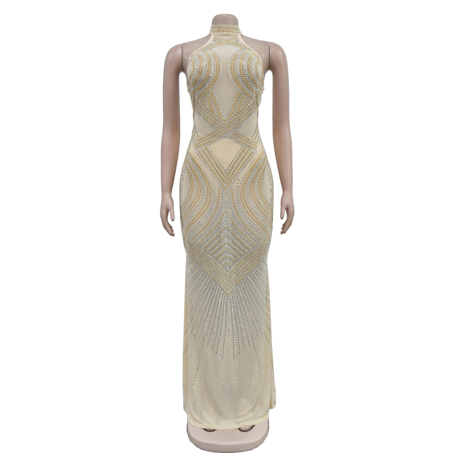 Women's Sheath Dress Elegant Halter Neck Sleeveless Solid Color Maxi Long Dress Cocktail Party