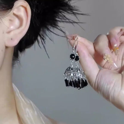 Ethnic style earrings women's retro temperament handmade bird lantern lantern fringed earrings
