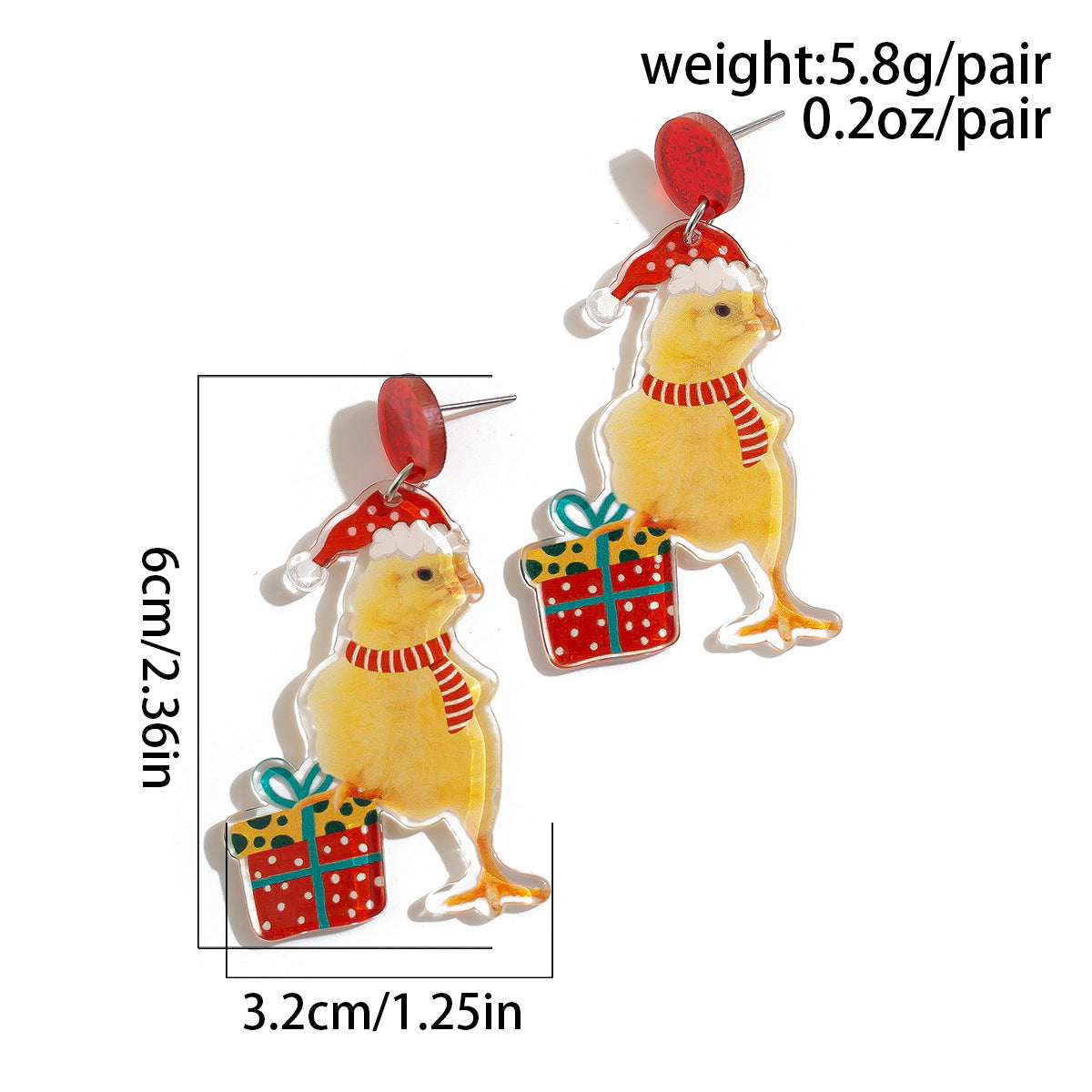 1 Pair Cute Vacation Christmas Hat Christmas Tree Elk Plating Arylic Earrings