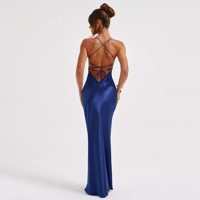 Women's Sheath Dress Sexy U Neck Backless Sleeveless Solid Color Maxi Long Dress Holiday