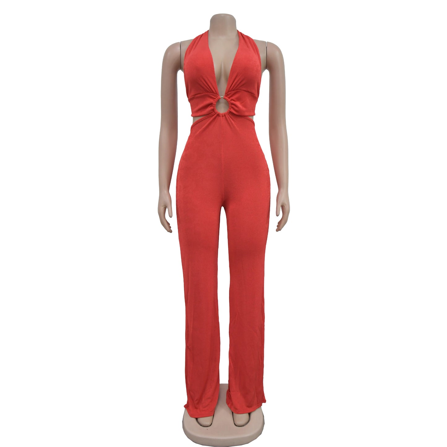 Women's Holiday Banquet Sexy Solid Color Full Length Jumpsuits