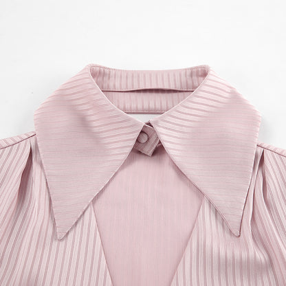 Women's Blouse Long Sleeve Blouses Hollow Out Elegant Stripe