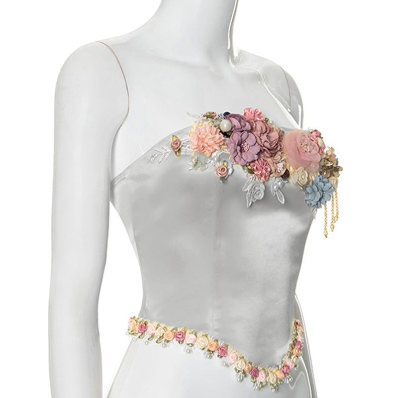 Women's Wrap Crop Top Sleeveless Tank Tops Streetwear Flower