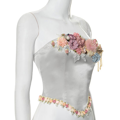 Women's Wrap Crop Top Sleeveless Tank Tops Streetwear Flower